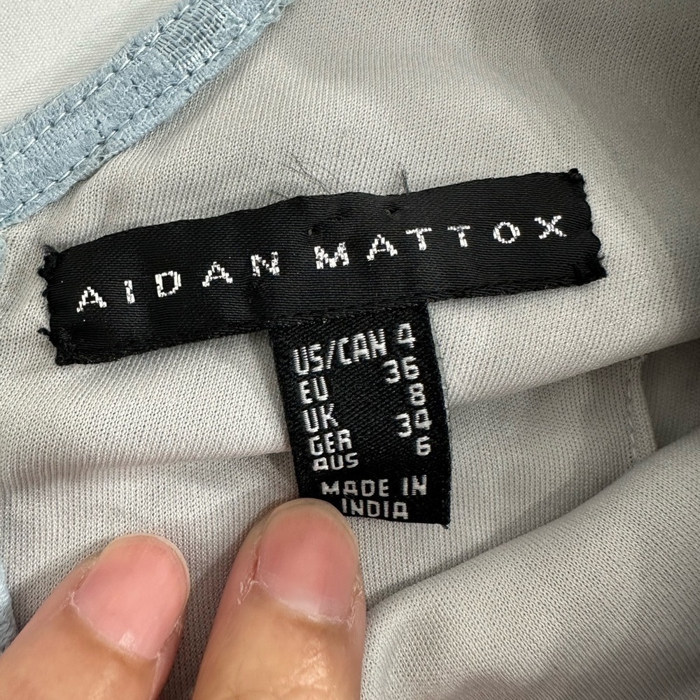 Aidan Mattox Pale Blue Embellished Long-Sleeve Mini Dress - Picture 10 of 15